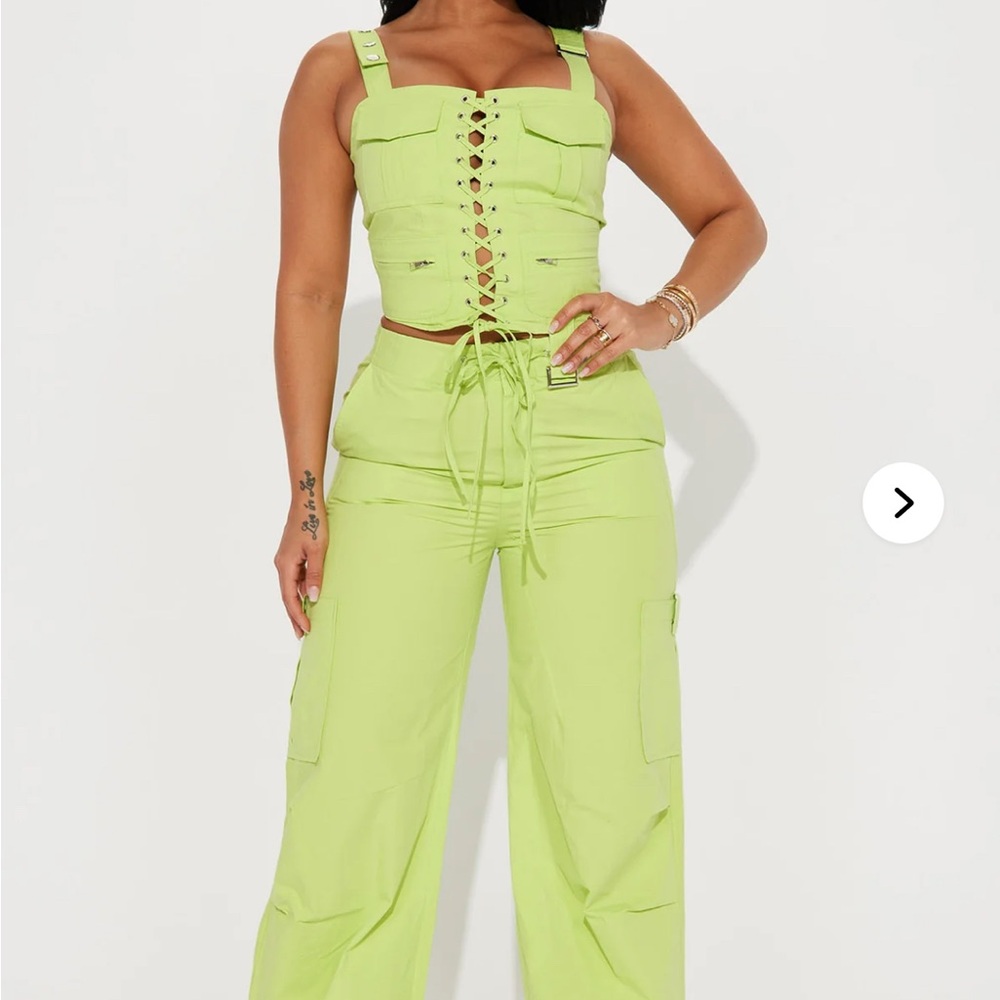 Get On My Level Pant Set - Lime